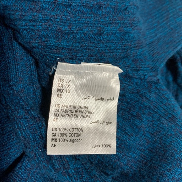 Teal Cable Knit Boat Neck Textured Workwear Casual CozySweater Plus Size 1X - Picture 5 of 8